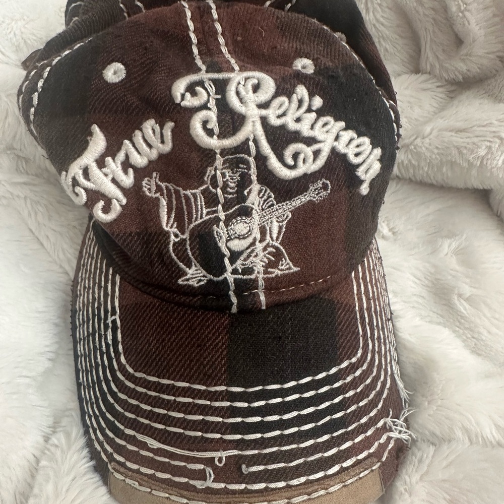 True Religion Brown Checkered Cap